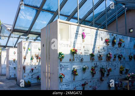 Saint-Avold (Sankt Avold, Sänt Avuur) : mur de columbarium au cimetière de Lorraine (Lothringen), Moselle (Moselle), France Banque D'Images