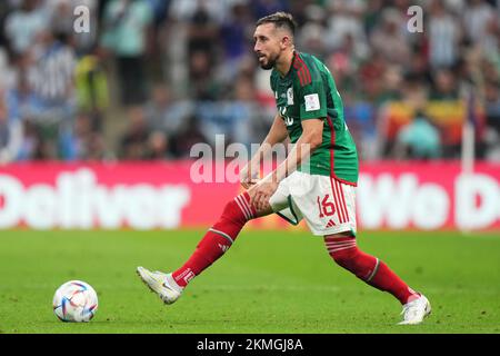 Hector Herrera du Mexique lors du match de la coupe du monde de la FIFA, Qatar 2022, Groupe C, entre l'Argentine et le Mexique a joué au stade Lusail le 26 novembre 2022 à Lusail, Qatar. (Photo de Bagu Blanco / PRESSIN) Credit: PRESSINPHOTO SPORTS AGENCY/Alay Live News Banque D'Images