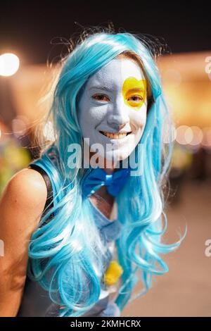 LUSAIL, QATAR - NOVEMBRE 26 : le soutien de l'Argentine célèbre avant la coupe du monde de la FIFA, le groupe Qatar 2022 Un match entre l'Argentine et le Mexique au stade international de Khalifa sur 26 novembre 2022 à Doha, Qatar. (Photo de Florencia Tan Jun/PxImages) Banque D'Images