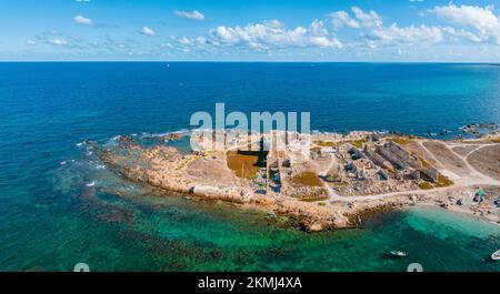 Vue panoramique aérienne de Castellammare del Golfo, Trapani. Banque D'Images