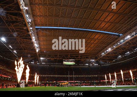 Cardiff, Royaume-Uni. 26th novembre 2022. Une vue générale devant k/O. Match de rugby de la série automne 2022, pays de Galles contre Australie, au stade de la Principauté de Cardiff, le samedi 26th novembre 2022. photo par Andrew Orchard/Andrew Orchard sports photographie/Alamy Live News crédit: Andrew Orchard sports photographie/Alamy Live News Banque D'Images