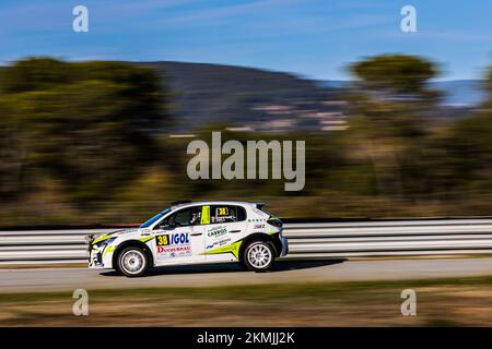 38 CONSTANTE Louis, TOPPI Anthony, Peugeot 208 Rally4, action au cours du Rallye du Var 2022, 9th tour du Championnat de France des Rallyes 2022, de 24 novembre au 27, 2022 à Sainte-Maxime, France - photo Bastien Roux / DPPI Banque D'Images