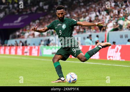 Doha, Qatar. 14th septembre 2022. Doha, Qatar, novembre 26th 2022: Firas Al-Buraikan d'Arabie Saoudite lors d'un match entre la Pologne et l'Arabie Saoudite, valable pour la phase de groupe de la coupe du monde, tenue au stade de la ville d'éducation à Doha, Qatar. (Marcio Machado/SPP) crédit: SPP Sport presse photo. /Alamy Live News Banque D'Images