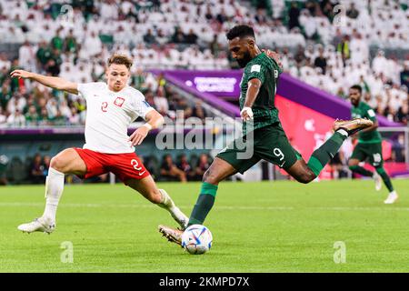 Doha, Qatar. 14th septembre 2022. Doha, Qatar, novembre 26th 2022: Firas Al-Buraikan d'Arabie Saoudite lors d'un match entre la Pologne et l'Arabie Saoudite, valable pour la phase de groupe de la coupe du monde, tenue au stade de la ville d'éducation à Doha, Qatar. (Marcio Machado/SPP) crédit: SPP Sport presse photo. /Alamy Live News Banque D'Images