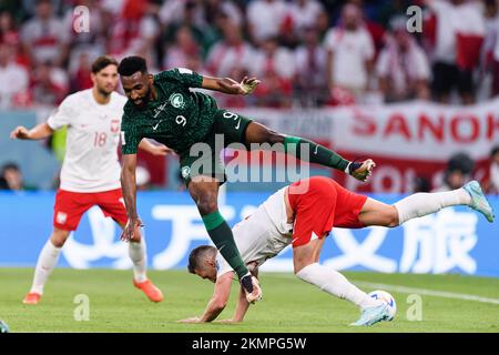 Doha, Qatar. 14th septembre 2022. Doha, Qatar, novembre 26th 2022: Firas Al-Buraikan d'Arabie Saoudite lors d'un match entre la Pologne et l'Arabie Saoudite, valable pour la phase de groupe de la coupe du monde, tenue au stade de la ville d'éducation à Doha, Qatar. (Marcio Machado/SPP) crédit: SPP Sport presse photo. /Alamy Live News Banque D'Images