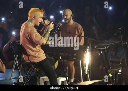 Salmo, chanteur/rappeur italien, lors de sa 'Flop tour 2022' - Unipol Arena, Bologne, Italie, 25 novembre 2022 Banque D'Images