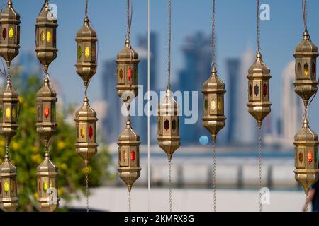 Lanterne arabe à Doha corniche, Qatar Banque D'Images