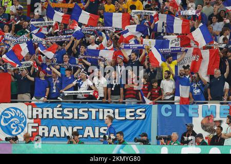 Doha, Qatar. 26th novembre 2022. France fans football/Soccer : coupe du monde FIFA 2022 Stage de groupe Groupe D match entre France 2-1 Danemark au Stade 974 à Doha, Qatar . Crédit: Mutsu Kawamori/AFLO/Alay Live News Banque D'Images