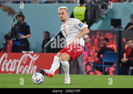 KRISTENSEN Rasmus (DEN), action, action unique, image unique, découpe, prise de vue corps entier, figurine entière. Match 23, Groupe D France (FRA) - Danemark (DEN) 2-1 sur 26 novembre 2022, Stade 974 coupe du monde de football 20122 au Qatar de 20 novembre. - 18.12.2022 ? Banque D'Images