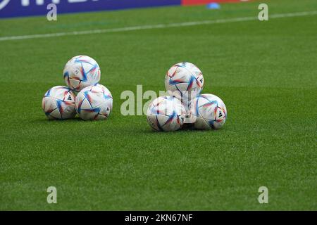 27 novembre 2022, Ahmad bin Ali Stadium, Doha, QAT, coupe du monde FIFA 2022, Groupe E, Japon contre Costa Rica, dans la photo le ballon de match officiel de la coupe du monde au Qatar, adidas Al Rihla Pro ball' . Banque D'Images