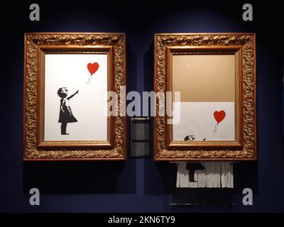 'Fille avec ballon' - Ausstellung Banksy im Technikum à Mülheim-Ruhr Banque D'Images