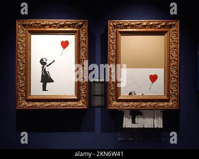 'Fille avec ballon' - Ausstellung Banksy im Technikum à Mülheim-Ruhr Banque D'Images