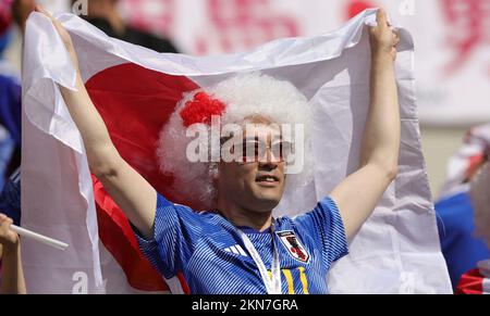 Firo : 11/27/2022, football, football, coupe DU MONDE de la FIFA 2022 QATAR, coupe du monde 2022 Qatar, coupe du monde 2022 Qatar, scène de groupe, Groupe E, match Japon - fans du Costa Rica, Japon Banque D'Images