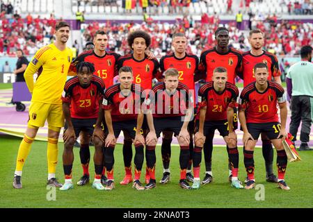 Groupe d'équipe belge lors du match F de la coupe du monde de la FIFA au stade Al Thumama, Doha, Qatar. Date de la photo: Dimanche 27 novembre 2022. Banque D'Images