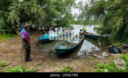 Un camp de pêcheurs dans le delta du danube Banque D'Images