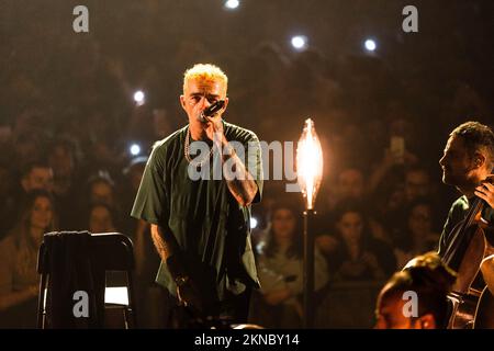Forum de Modigliani, Livourne, Italie, 26 novembre 2022, Salmo pendant Salmo - visite en flop - concert de musique de chanteur italien Banque D'Images