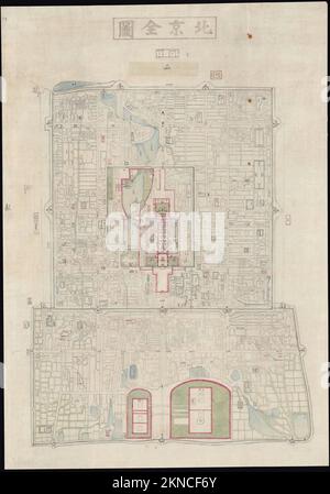 Plan de ville vintage de Pékin et de la région autour de lui à partir de 19th siècle. Les cartes sont magnifiquement illustrées à la main et gravées le montrant à l'époque. Banque D'Images