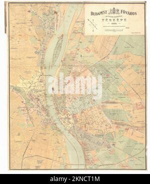 Plan de ville vintage de Budapest et de la région autour de lui à partir de 19th siècle. Les cartes sont magnifiquement illustrées à la main et gravées le montrant à l'époque. Banque D'Images