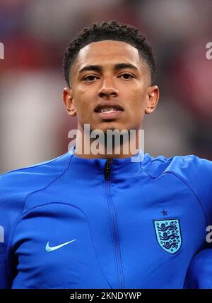 Jude Bellingham en Angleterre lors du match de la coupe du monde de la FIFA, groupe B, au stade Al Bayt, Al Khor. Date de la photo: Vendredi 25 novembre 2022. Banque D'Images