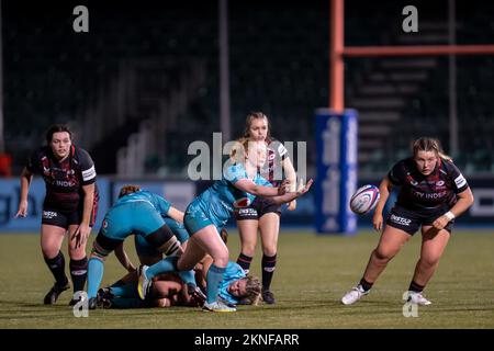 Alex Wilkinson #21 de Wasps Women en in action lors du match féminin de l'Allianz Premier 2015, Saracens Women vs Wasps Women au stade StoneX, Londres, Royaume-Uni, 27th novembre 2022 (photo de Richard Washbrooke/News Images) à Londres, Royaume-Uni, le 11/27/2022. (Photo de Richard Washbrooke/News Images/Sipa USA) Banque D'Images