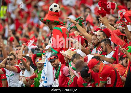 Doha, Qatar. 27th novembre 2022. Les fans marocains lors de la coupe du monde de la FIFA Qatar 2022 Group F match entre la Belgique et le Maroc au stade Al Thumama à Doha, Qatar sur 27 novembre 2022 (photo par Andrew Surma/ crédit: SIPA USA/Alamy Live News Banque D'Images