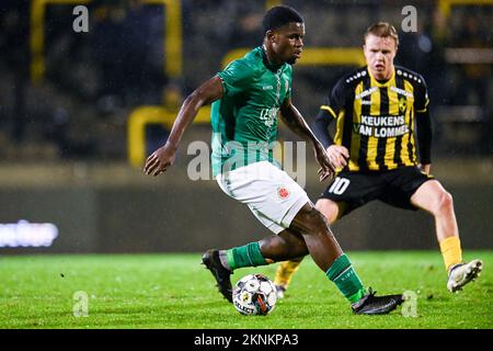 Keres Masangu de Virton photographié en action lors d'un match de football entre Lierse Kempenzonen et Royal Excelsior Virton, dimanche 27 novembre 2022 à Lier, le 15 e jour de la 2022-2023 'Challenger Pro League' 1B deuxième division du championnat belge. BELGA PHOTO TOM GOYVAERTS Banque D'Images