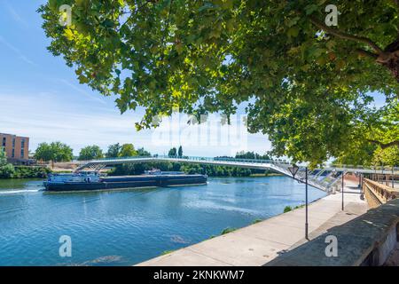 Thionville (Diedenhofen): rivière Moselle, passerelle piétonne Passerelle de l'Europe en Lorraine (Lothringen), Moselle (Moselle), France Banque D'Images