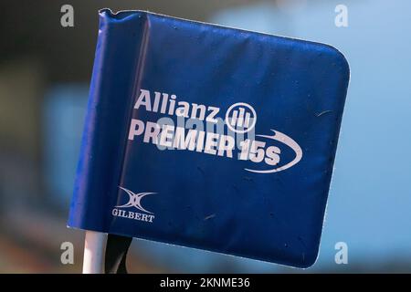 Drapeau d'angle lors du match féminin de l'Allianz Premier 2015, Saracens Women vs Wasps Women au stade StoneX, Londres, Royaume-Uni, 27th novembre 2022 (photo de Richard Washbrooke/News Images) Banque D'Images