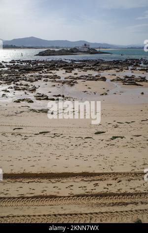 Playa de los Bikinis, Péninsule de Magdalena, Santander, Cantabrie, Espagne Banque D'Images