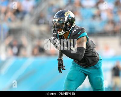 Jacksonville, Floride, États-Unis. 27th novembre 2022. Jacksonville Jaguars linebacker Josh Allen (41) lors d'un match contre les Baltimore Ravens à Jacksonville, Floride. Roméo T Guzman/CSM/Alamy Live News Banque D'Images