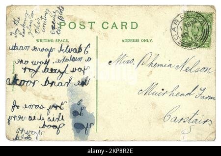 Verso de la carte postale originale. Daté / affiché le 1 mai 1912 Banque D'Images