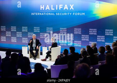 Halifax, Canada. 20th novembre 2022. Le cinquième président de l'Ukraine, Petro Porochenko, a été vu lors du Forum international sur la sécurité à Halifax. Un ancien président de l'Ukraine a émis un message sans compromis sur les perspectives d'une paix négociée avec la Russie lors d'une conférence sur la sécurité à Halifax. Petro Porochenko a averti le Halifax International Security Forum que le président russe Vladimir Poutine ne peut pas être fait confiance pour négocier un accord. Porochenko, qui a été président de 2014-2019, a déclaré que la Russie avait renoncé aux garanties de sécurité accordées dans les accords signés entre les deux pays en 1994, 1997 et Banque D'Images