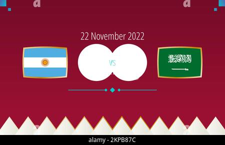 Match de football de l'Argentine contre l'Arabie saoudite, compétition internationale de football 2022. Icône versus. Illustration de Vecteur