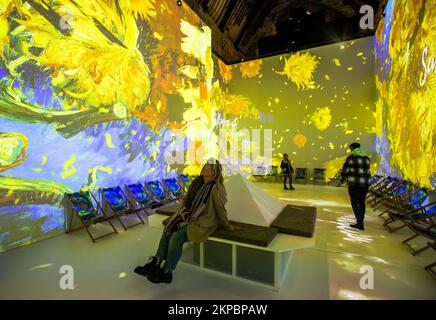 Lucy Curran regarde Van Gogh : l'exposition Immersive Experience à l'église commémorative Carlisle de Belfast. Date de la photo: Lundi 28 novembre 2022. Banque D'Images