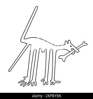 Le chien avec un os - paraphrase du célèbre geoglyphe le chien de Nazca Banque D'Images