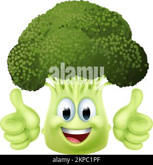 Brocoli Cartoon de légumes personnage Emoji Mascot Illustration de Vecteur