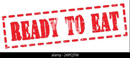 TEXTE PRÊT-À-MANGER inscrit sur l'étiquette rouge en forme de tiret. Banque D'Images