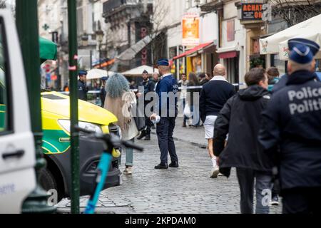 Anderlues, Belgique. 28th novembre 2022. L'illustration montre le site près de Steenstraat, où une explosion de gaz s'est produite le lundi 28 novembre 2022. BELGA PHOTO HATIM KAGHAT crédit: Belga News Agency/Alay Live News Banque D'Images