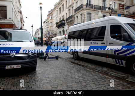 Anderlues, Belgique. 28th novembre 2022. L'illustration montre un ruban de police sur le site près de Steenstraat, où une explosion de gaz s'est produite le lundi 28 novembre 2022. BELGA PHOTO HATIM KAGHAT crédit: Belga News Agency/Alay Live News Banque D'Images