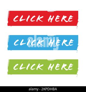 Cliquez ici action pour appeler ensemble de boutons Illustration de Vecteur