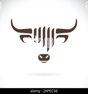 Vecteur de conception de tête de vache de haut-pays sur fond blanc. Animal de ferme. Logos ou icônes de vaches. Illustration vectorielle superposée facile à modifier. Illustration de Vecteur