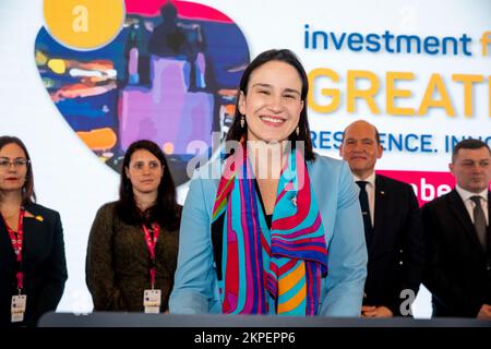 Bruxelles, Belgique. 28th novembre 2022. Benjamina Káric photographiée lors du Kiev Investment Forum 2022, à l'hôtel de ville de Bruxelles, le lundi 28 novembre 2022. Le forum réunira des institutions financières et des investisseurs privés pour élaborer un plan de relance et de modernisation de la capitale ukrainienne Kiev. BELGA PHOTO HATIM KAGHAT crédit: Belga News Agency/Alay Live News Banque D'Images