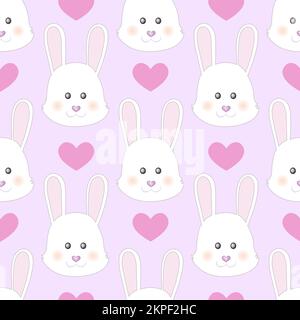 Joli petit lapin aux coeurs. Arrière-plan de Saint-Valentin. Imprimé mode pour enfants Illustration de Vecteur