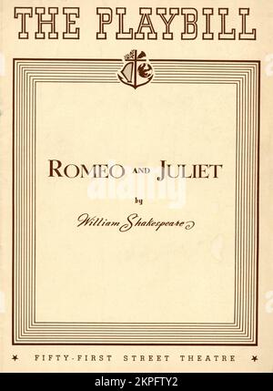 Couverture du programme de théâtre pour LAURENCE OLIVIER et VIVIEN LEIGH en ROMÉO ET JULIETTE pièce de William Shakespeare au 51st Street Theatre New York Etats-Unis de 9 mai 1940 Banque D'Images