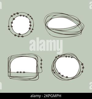 Étiquettes pour bloc-notes, cadres vierges, notes, rappels, autocollants. Dessin abstrait de style Doodle dessiné à la main. Illustration vectorielle Illustration de Vecteur