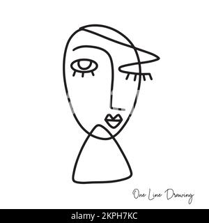 Mode Cubisme une ligne dessinant le visage humain Illustration de Vecteur