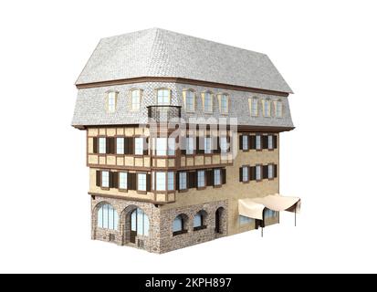 3D ancienne maison isolée dans le style victorien. Maison résidentielle Illustration sur fond blanc. Architecture contemporaine, projet d'architecte de moderne Banque D'Images