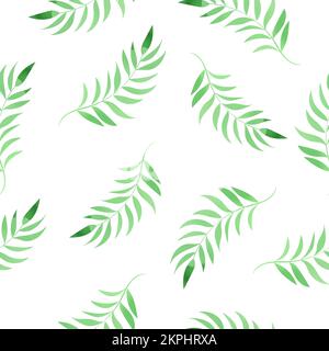 FEUILLES TROPICALES AQUARELLES sur des branches vertes de plantes abstraites des pays du Sud dessin animé sans couture Illustration vectorielle pour impression Illustration de Vecteur