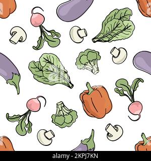 MÉLANGE VÉGÉTARIEN pour Paleo et le régime cru Ingrédients végétaux naturels Menu Nutrition bonne Santé dessin humain dessin sans couture Vector Illustration FO Illustration de Vecteur