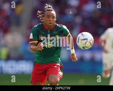 Pierre Kunde au Cameroun lors du match G de la coupe du monde de la FIFA au stade Al Janoub à Al Wakrah, Qatar. Date de la photo: Lundi 28 novembre 2022. Banque D'Images